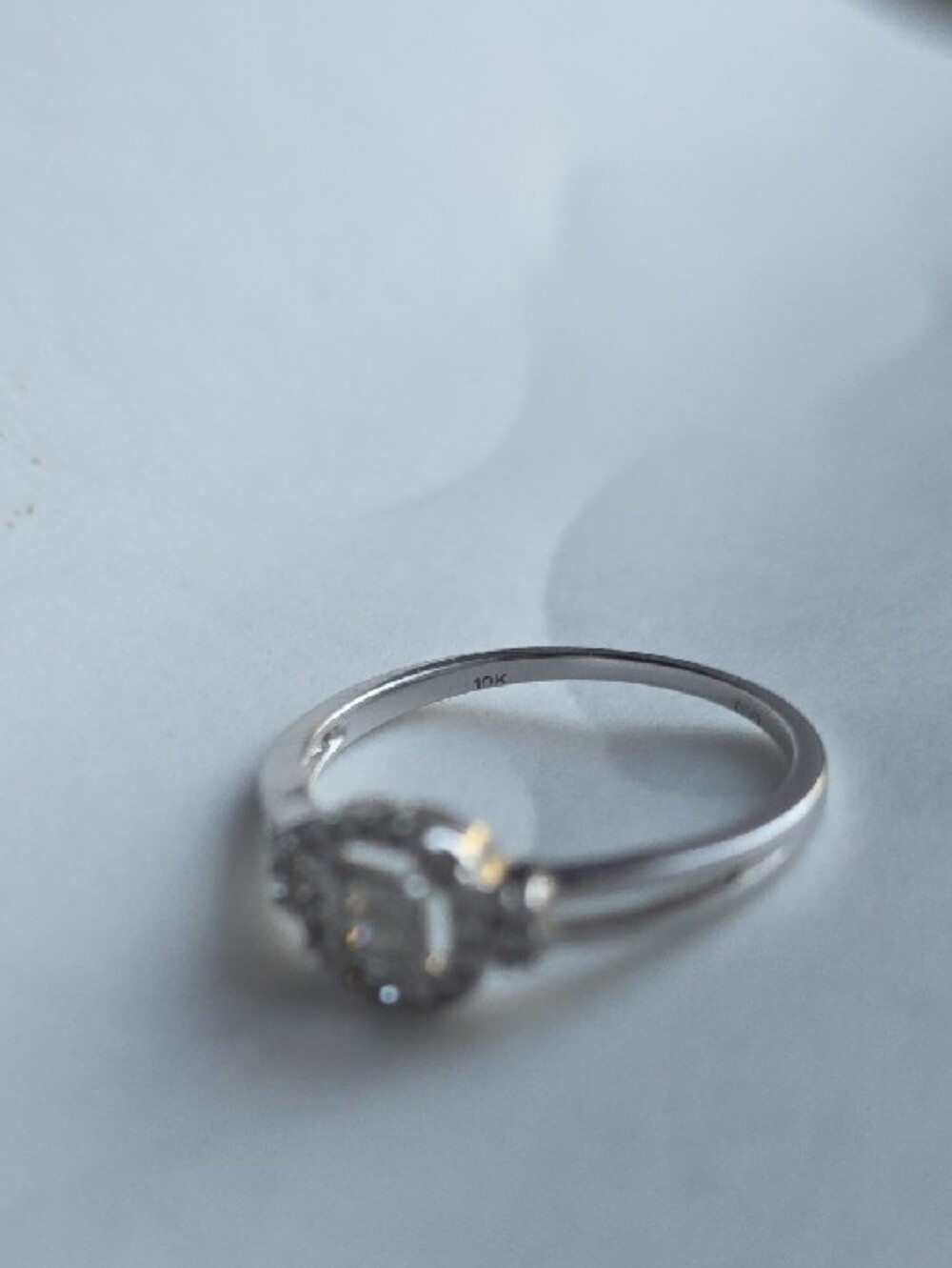 ✨ Don Roberto 10K White Gold Diamond Cushion Halo Promise Ring - Size 7 - Picture 2 of 10